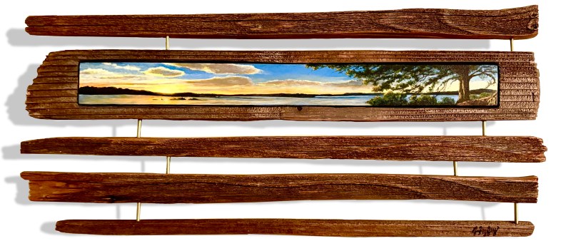 Golden Glow on the Arkansas River from Cadron Settlement by Jeanetta Darley. Arkansas Artist. Nature & Nostalgia